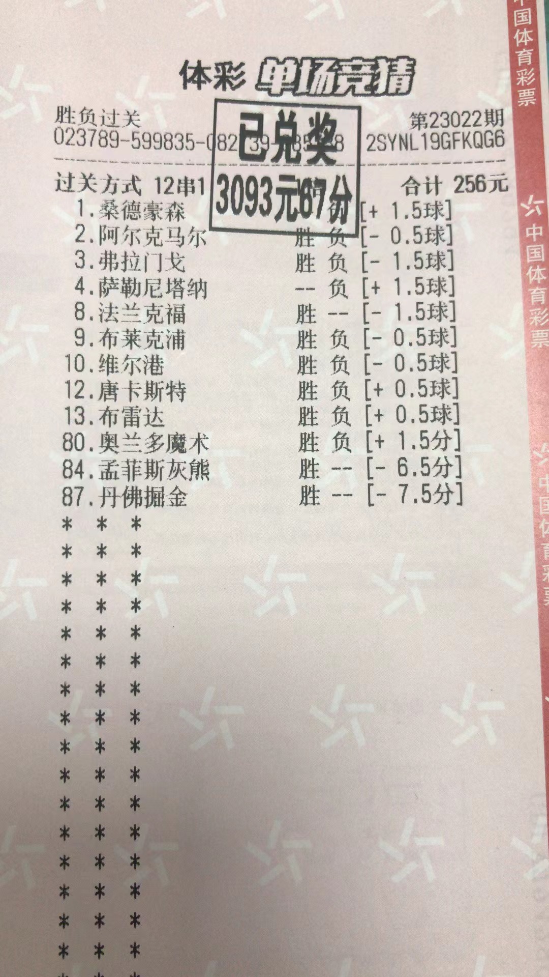 2月11日.胜负过关收米3093元-北单实体店